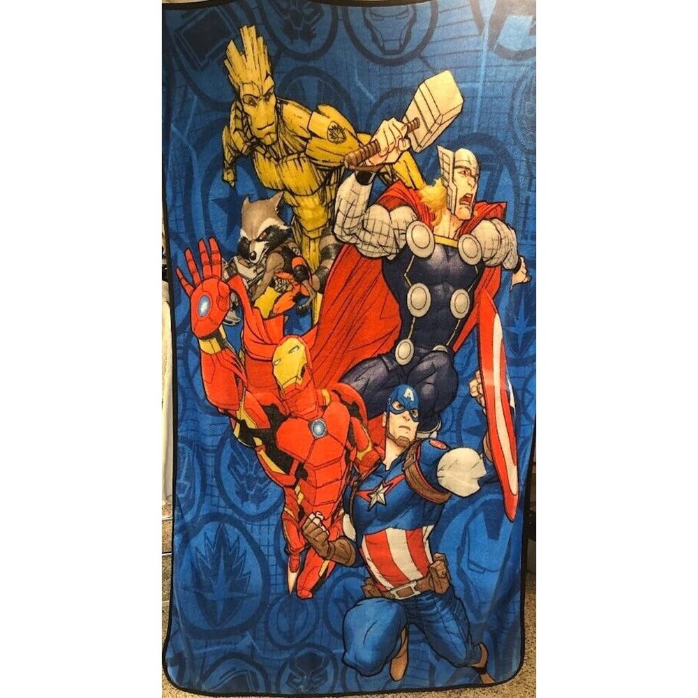Marvel Avenger Fleece Blanket 69" 36" Groot Thor Rocket Iron Man Captain America